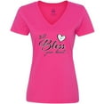 thumbnail image 3 of Inktastic Well Bless Your Heart with Calico Print Women's V-Neck T-Shirt, 3 of 5