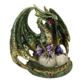 thumbnail image 3 of Metallic Green Gold Terra Mother Dragon Guarding 2 Wyrmlings In Eggs Figurine, 3 of 7