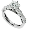 thumbnail image 2 of Edge Jewel Excellent 1.2 Ct Round Cut Lab Created Simulated Diamond Ring - 14K White Gold Over Wedding Anniversary Ring - 60th Wedding Anniversary Gifts - Teen Girls Birthday Gift - Proposal Ring, 2 of 6
