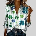 thumbnail image 1 of TaTaai Ladies Fashion St. Patrick's Day Long Sleeve Shirt Printed Round Neck Casual Blouse Lightweight Soft Polyester Top for Daily Party Work Vacation All Seasons Wear Gift, 1 of 5