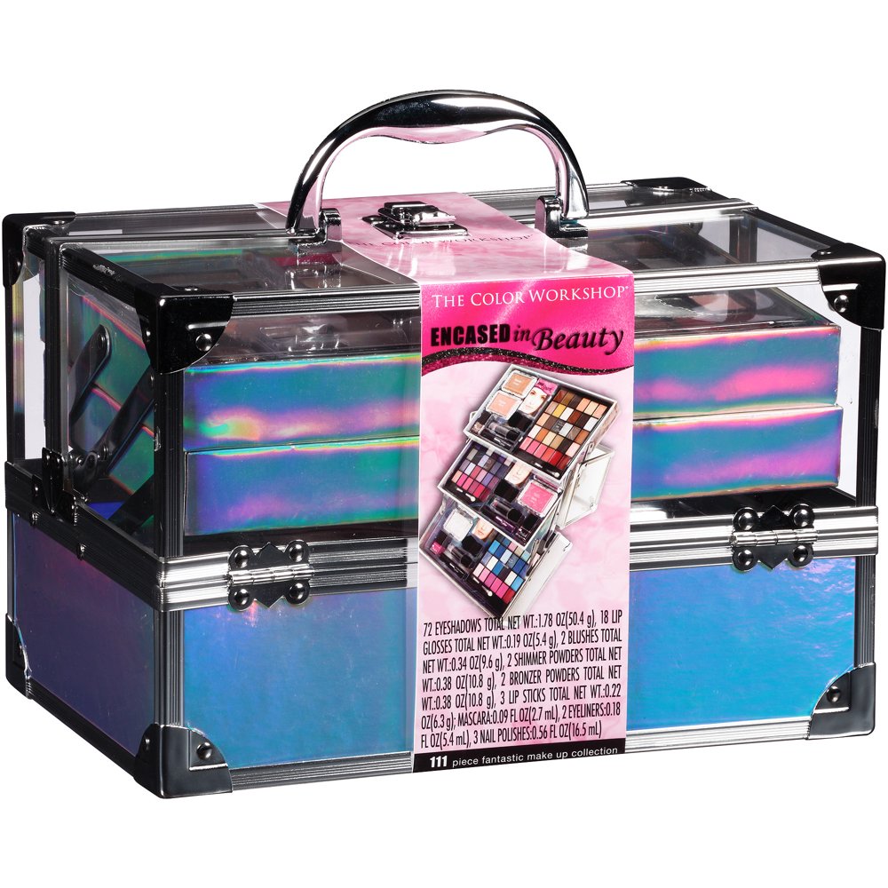 The Color Encased in Beauty Makeup Set with Case, Silver, 111 pc