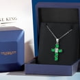 thumbnail image 5 of Gem Stone King 925 Sterling Silver Green Nano Emerald and Lab Grown Diamond Cross Pendant Necklace for Women | 2.40 Cttw | Gemstone May Birthstone | Oval 6X4MM | With 18 inch Chain, 5 of 6