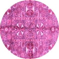 thumbnail image 1 of Ahgly Company Indoor Round Abstract Pink Modern Area Rugs, 6' Round, 1 of 4