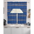 thumbnail image 2 of Blue Wooden Grain Kitchen Curtains Sets 36 Inch Length with Valance, Farmhouse Mottled Planks Country Swag Valances and Tiers Curtain Set Drapes Swag Curtains for Living Room, Bathroom, Bedroom, Cafe, 2 of 6