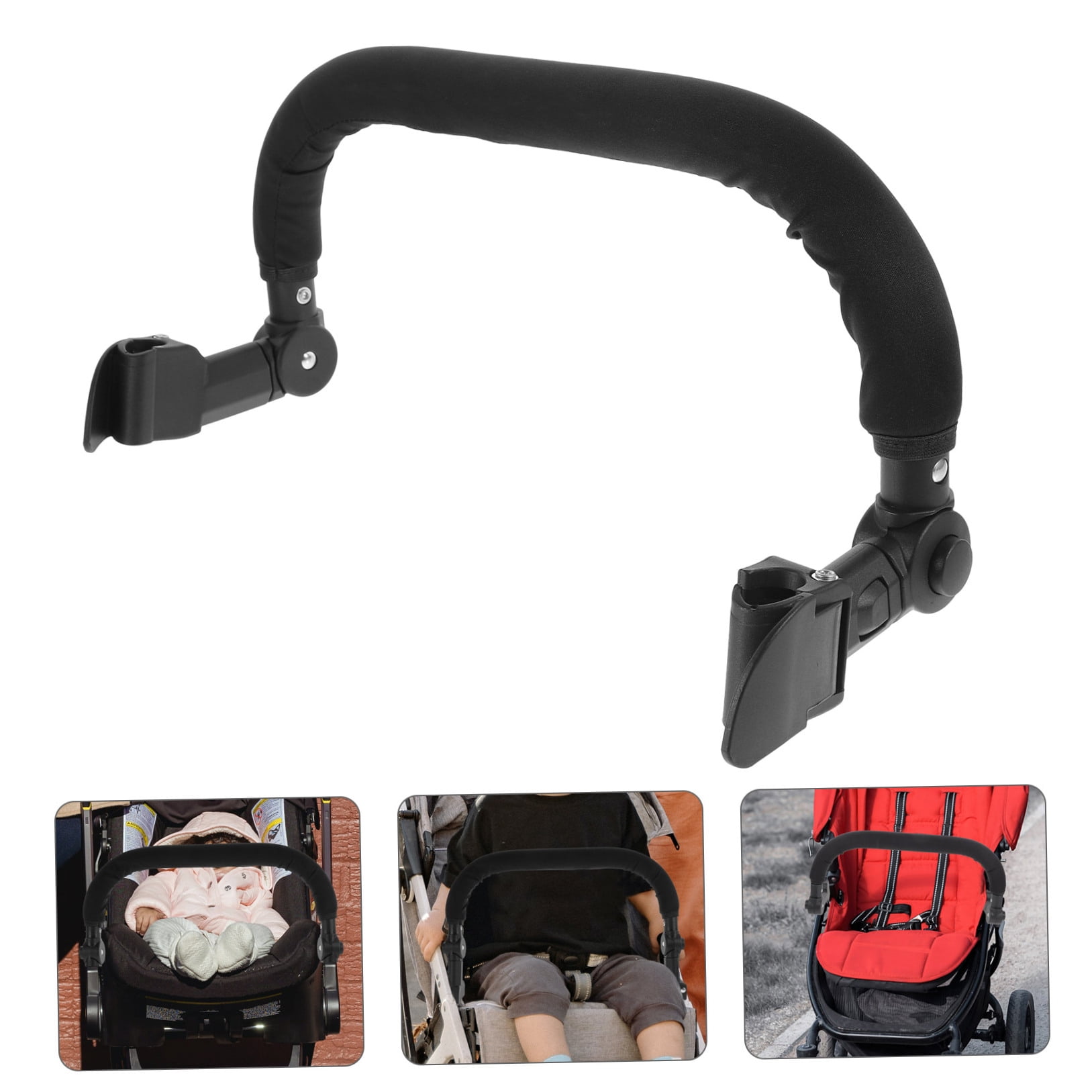Beaupretty Universal Stroller Armrest Adjustable Handle Black Sponge 1Set