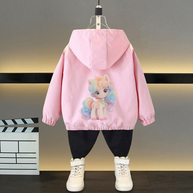 LOVZFMLL Vestes pour Filles Printemps Veste à Manches Longues à Capuche Décontractée Fine 7-8 Ans