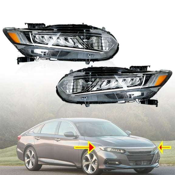 munirater HO2502188 HO2503188 Left and Right Side Headlight Assembly LED Halogen Headlamps Pair Replacement for Accord 2018 2019 2020 2021