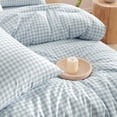 thumbnail image 3 of 3 Pieces Gingham Comforter Set Modern Style Blue Plaid Full Comforter Set 100% Washed Microfiber Boho Comforter Farmhouse Gingham Plaid Bedding Set, 3 of 6
