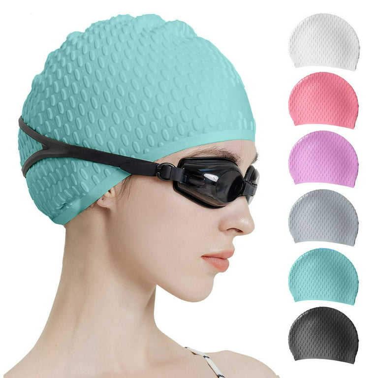 Silicone Swim Cap for Long Hair, Swimming Cap for Women Long Hair, Flexible  Adult Swimmers Cap, Waterproof Bathing Swimming Pool Cap with Nose Clip
