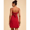thumbnail image 2 of Red 3D Floral Hollow-Out Backless Slip Dress For Summer Vacation Party, 2 of 7