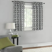 Mainstays Thermal Wave Print Room Darkening Rod Pocket Window Curtain Panel Pair, Set of 2, Gray, 30 x 54