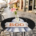 thumbnail image 6 of Black White Halloween Round Tablecloth for 55-60 Inch Tables, Fitted Table Cover with Elastic Edge, Ghost Modern Art Waterproof Outdoor Table Cloth Protector for Patio Garden Dinner Picnic, 6 of 9