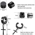 thumbnail image 3 of 10 pares de aretes magnéticos para hombre, aretes magnéticos de acero inoxidable, aretes de aro con forma de cruz sin perforar, aretes unisex con clip y circonita cúbica., 3 of 5