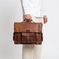 thumbnail image 3 of SHARO Men's Traditional Laptop Leather Brief and Messenger Bag, Interior Sleeves, Adjustable Strap, 3 of 8