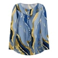 thumbnail image 4 of HKEJIAOI Imprimé Graphique à Manches Longues en Polyester Top Plus Size Femmes Boutonné vers le Bas V Cou en Vrac, 4 of 5