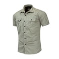 thumbnail image 5 of Hanerdun Men Cargo Shirts Male Casual Button Down Shirts Dress Shirt Army Green M, 5 of 5