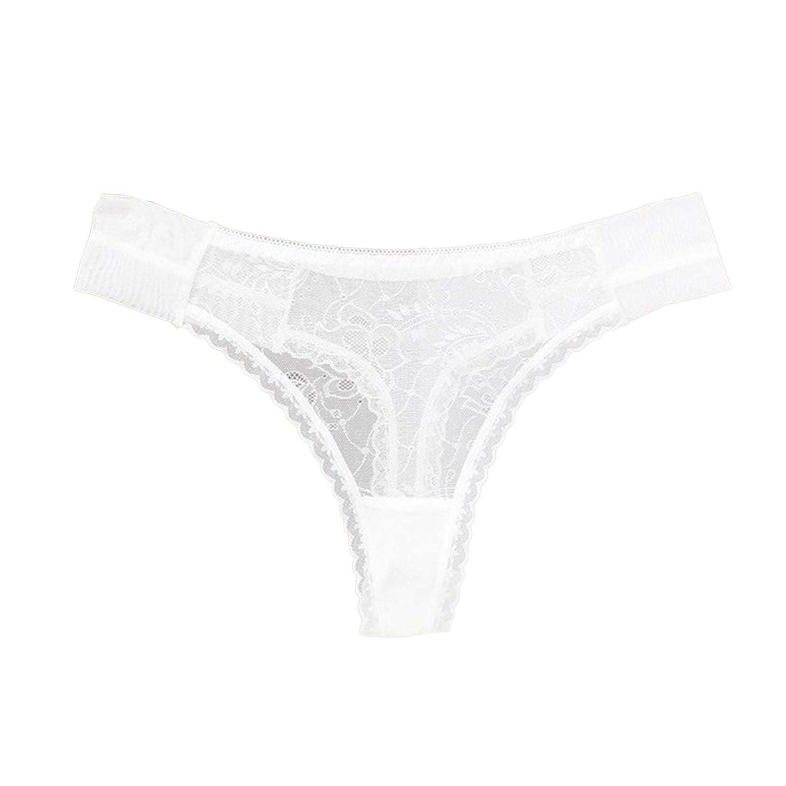 Aayomet Panties For Women Ladies Show Wear Fashion Soft Ice Silk Seamless  Low Waist Lace Hollow Briefs,White M 