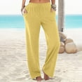 thumbnail image 2 of Pantalones boho palazzo de mujer, cintura alta, pierna ancha, estampado floral, estilo informal de verano con bolsillos, tallas S-XXL, 2 of 5