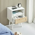 thumbnail image 5 of HQZX Bedroom Rattan Nightstand with Socket 1 Drawer and Solid Wood Legs, White, Adult, 22" H, 5 of 11