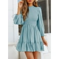 thumbnail image 4 of Asyoly Women's Autumn Tunic Dress Elegant Long Lantern Sleeve Ruffle Neck Flowy Swing Dresses, 4 of 5