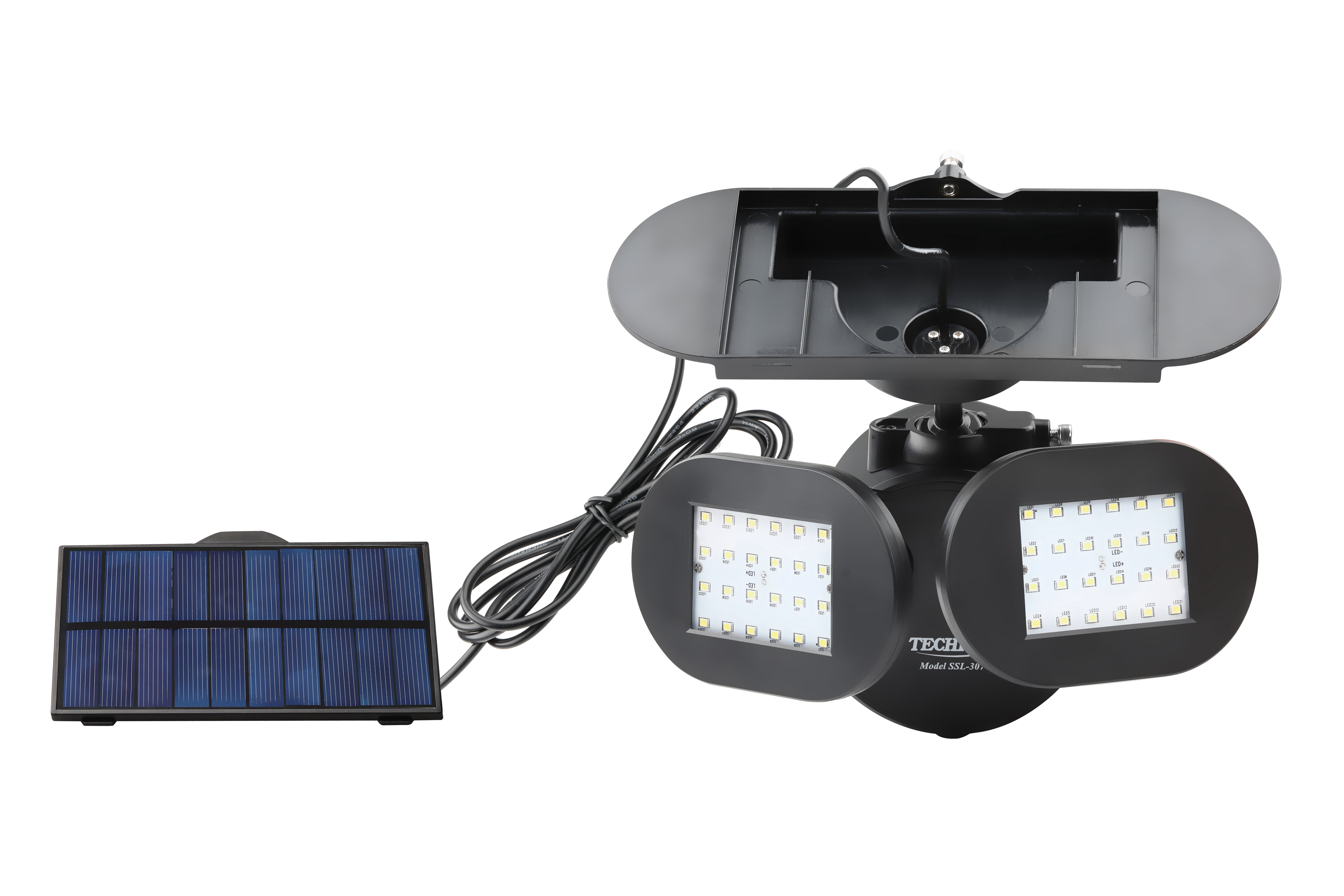 Techko Solar Security Light - Twin Light (with Removable Panel)