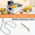 thumbnail image 5 of 5.3Qt 2500W 304 Stainless Steel Electric Deep Fryer with 3 Baskets Temperature Control Commercial Grade for Home and Party Use, 5 of 7