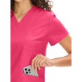 thumbnail image 4 of Set de limpieza COZYFIT, uniforme médico para mujer, cuello en V, rosa intenso, S, 4 of 9