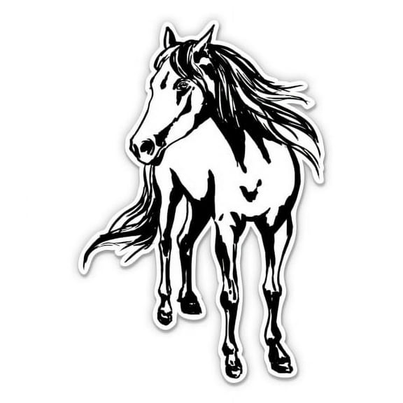 Horse Mustang Stallion Country - 3" Vinyl Sticker - For Car Laptop Water Bottle Phone - Waterproof Decal