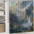thumbnail image 6 of Orinice Bird Waterfall Mountain Bathroom Decor Set with Hooks, Colorful Luxurious Graphic Print Polyester Fabric Fashion Shower Curtain Set, Chic Modern Design, Multi-Size 60x72, 6 of 7