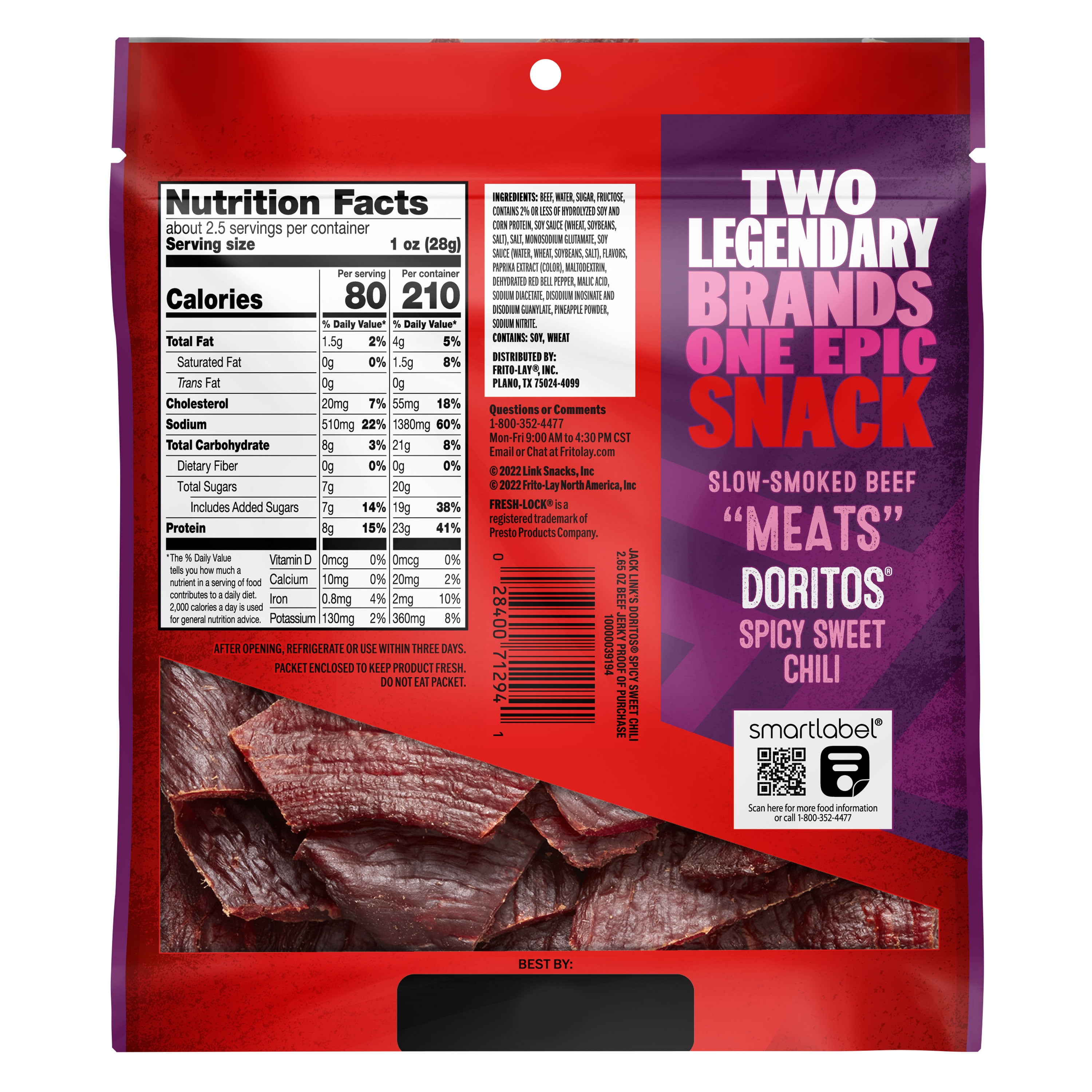 (3 pack) Jack Link’s® Doritos® Spicy Sweet Chili Flavored Beef Jerky, 2.65 oz