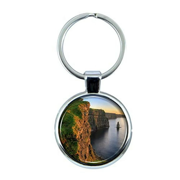 Cliffs of Moher Ireland Keychain with Epoxy Dome and Metal Keyring