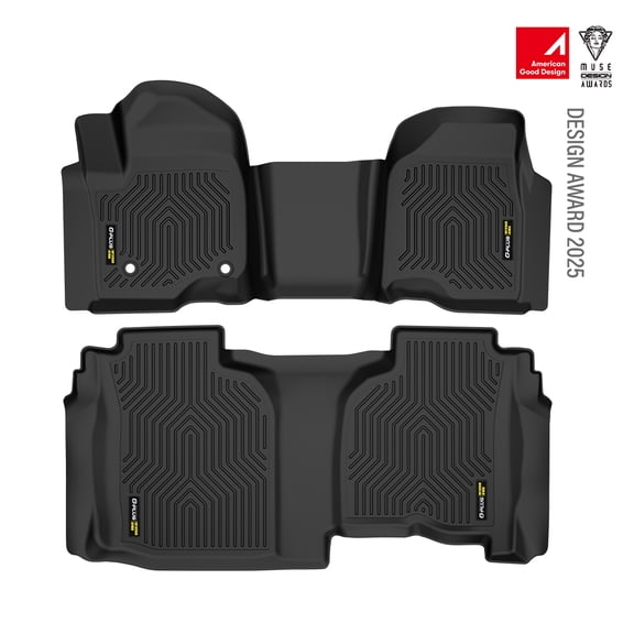 Floor Mats Fit for Chevy Silverado GMC Sierra 1500 Double Cab 2019-2025 1st Bench Seats,TPE All Weather Custom Fit Protection Floor Liner Waterproof Cargo Liner 2PCS Black