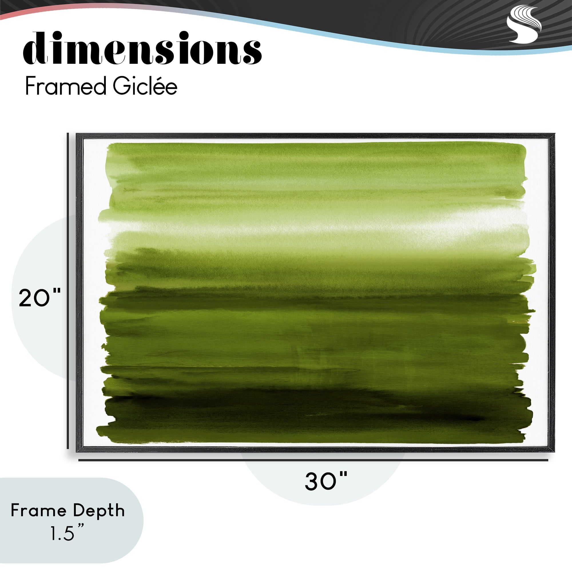 Stupell Industries Ombre Green Gradient Black Framed Giclee Art, design by Allie Corbin