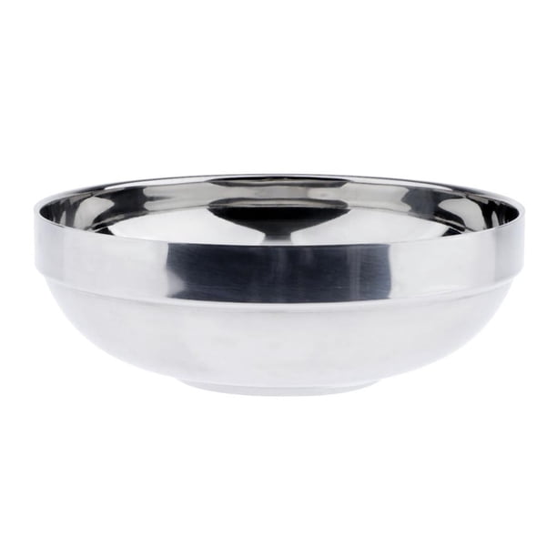Tazón de arroz coreano de acero inoxidable para sopa, plato para fideos hechos a mano, recipiente para comida plateado S