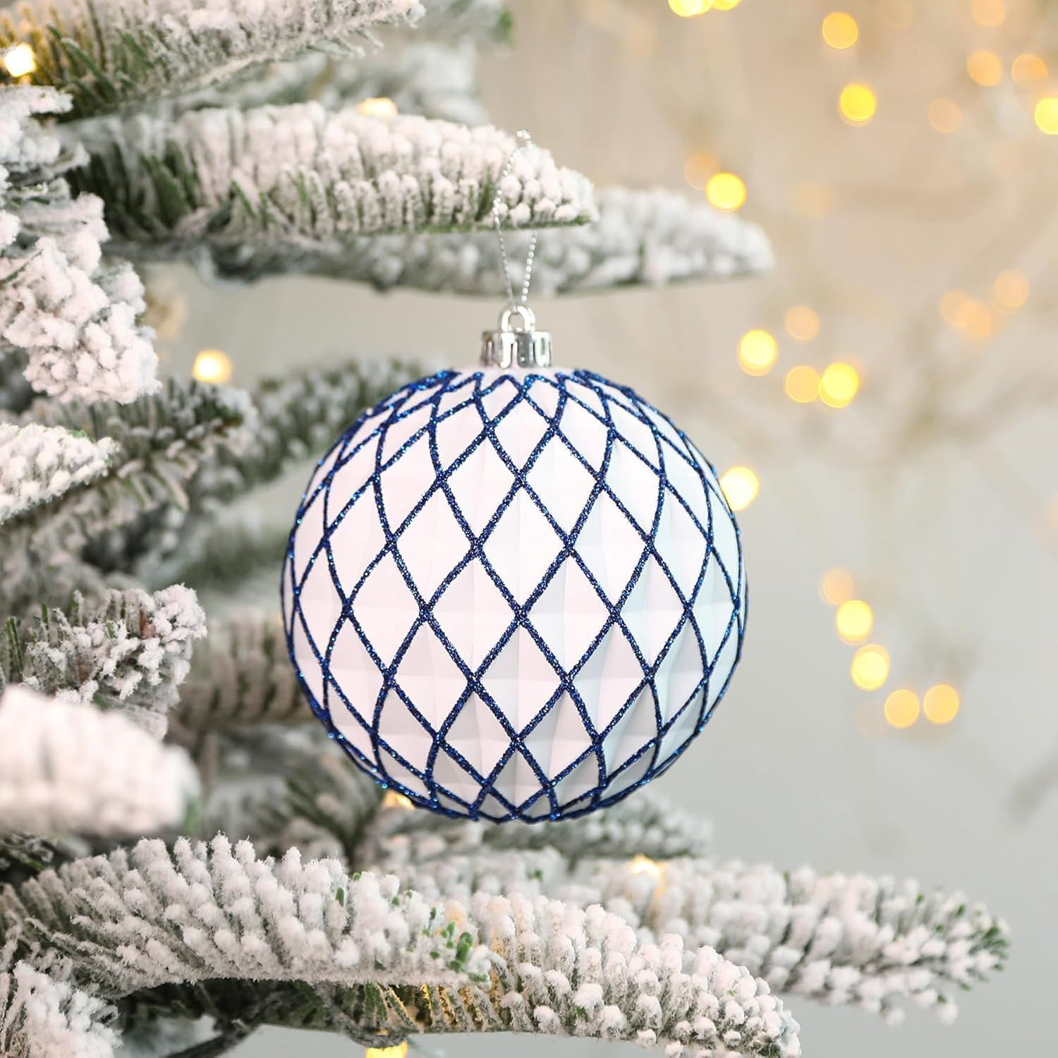 100MM/4 Inch 9PCS Large Christmas Balls Ornaments, Shatterproof Plastic Hanging Big Baubles Set for Xmas Tree Decoration Holiday Party Wedding Decorations with Hook