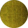 thumbnail image 1 of Ahgly Company Machine Washable Indoor Round Oriental Yellow Industrial Area Rugs, 5' Round, 1 of 4