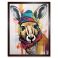 thumbnail image 1 of Kangaroo Wearing Colourful Winter Hat and Scarf Art Print Framed Poster Wall Decor 12x16 inch, 1 of 5