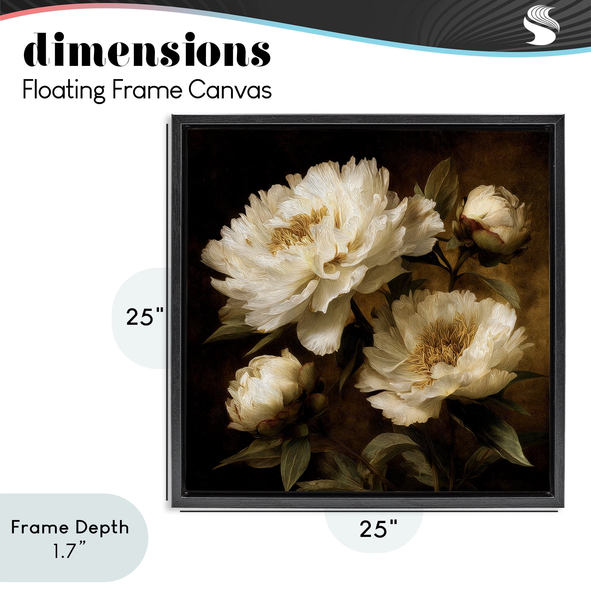 Stupell Industries Dreamy Vintage Peony Elegance Black Framed Floater Canvas Wall Art, design by Petal Prints Design