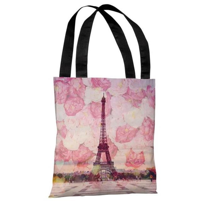 One Bella Casa 73710TT18P 18 in La Tour Eiffel Polyester Tote Bag44; Pink