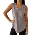 thumbnail image 7 of HADST Women's Sleeveless V-Neckline Tank Top Frayed Edge Soft Textured Shirts Loose Fit Tunic for Summer Everyday Wear, 7 of 7