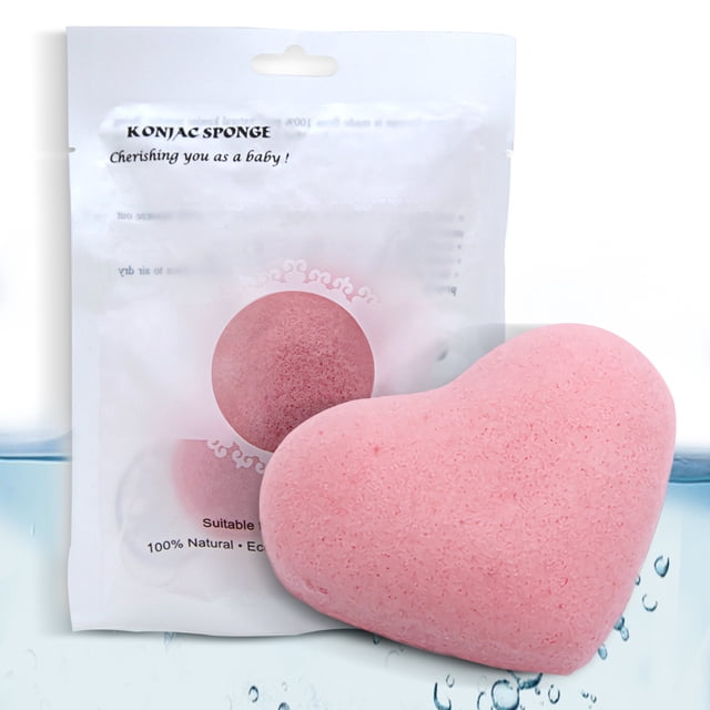 Fiudx Ofertas Relámpago Cara Konjac Lavado De Cara En forma De Corazón Lavado Cara Esponja Exfoliante Cara Limpia Eliminación De Maquillaje Espesar Esponja Grande