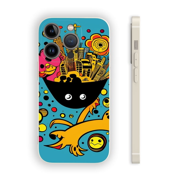Proteja su teléfono con un toque de diversión: funda para iPhone con ilustraciones vibrantes, mate, de doble capa, en color plateado arcoíris para iPhone 15 Pro Max 14 13 12 Pro 11