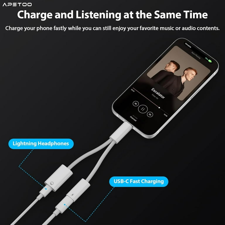 Usb C Charge Iphone While Listening To Music 2-IN-1 USB C To