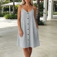 thumbnail image 3 of LIaqionyy Women's Summer Dresses Spaghetti Strap Button Front Plaid Loose Beach Vacation Sleeveless Dress, 3 of 6
