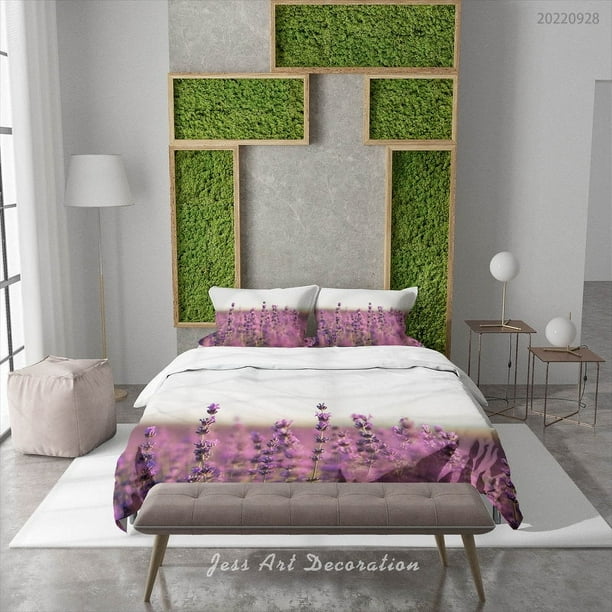 3D Floral Lavanda Funda de edredón Set Ropa de cama Set Funda de edredón Funda de almohada 269