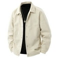 thumbnail image 2 of GrmtClth Corduroy Jacket Men Vintage Button Down Trucker Jacket Outwear Lapel Thick Warm Winter Jacket Beige XXXL, 2 of 3