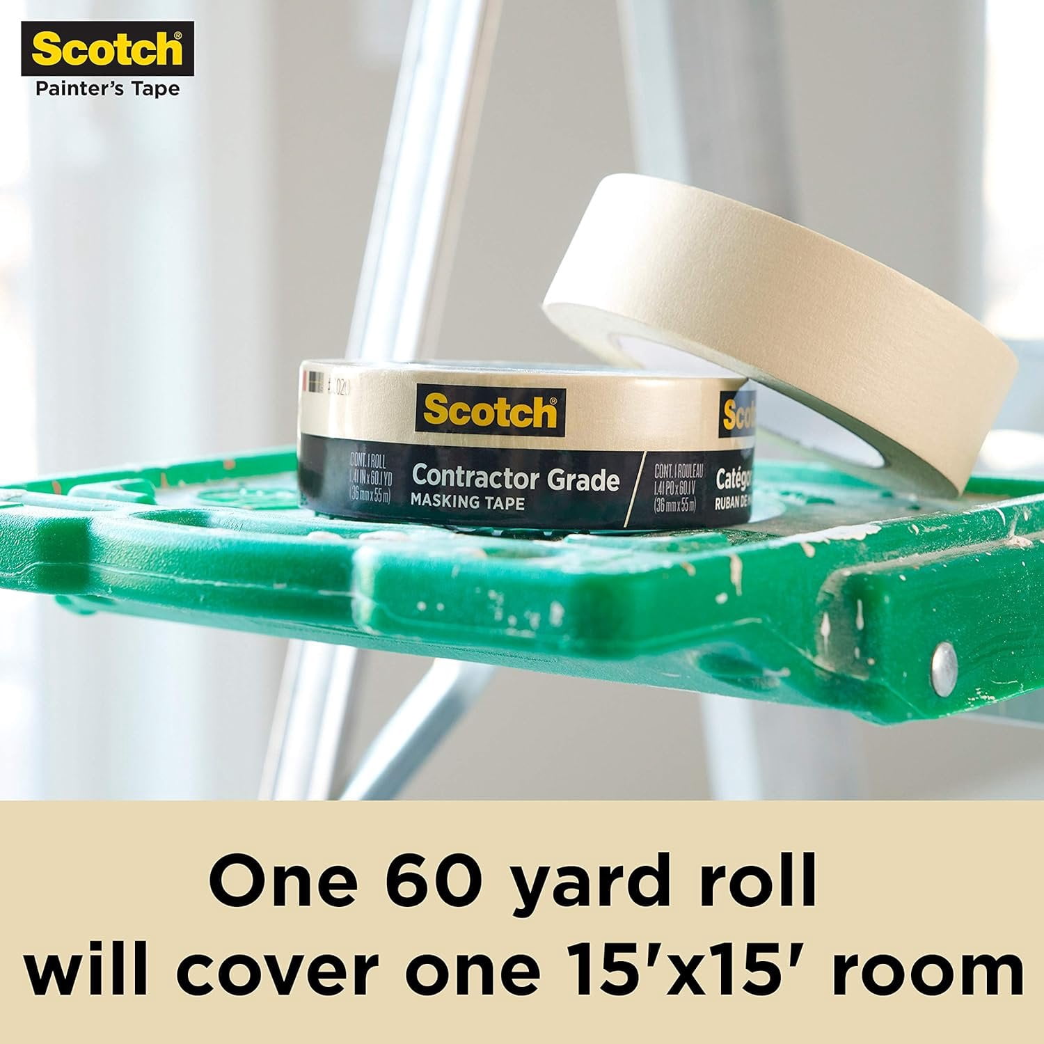 scotch painter's tape 051141949635 scotch contractor grade masking tape, 2020cg-24-cp, 0.94-inch by 60.1-yards, 9 rolls. 94, kkkk,