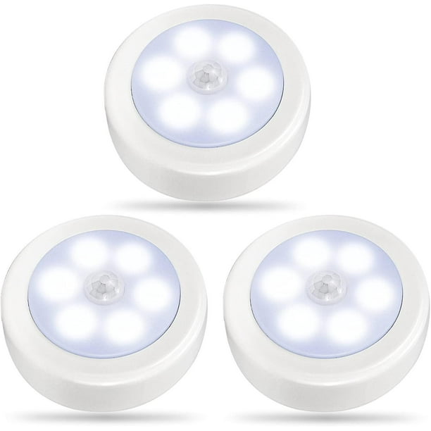 3 paquetes de luces con sensor de movimiento para interiores,luces LED para armario,luz nocturna con pilas,luz para gabinete con pilas,lámpara de disco de pared inalámbrica para escalera