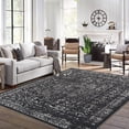 thumbnail image 2 of Volkmi Washable Vintage Area Rug – 8x10ft Black, Distressed Oriental Floral Low Pile Carpet, Non-Slip, Collapsible Thin Soft Mat for Living Room, Bedroom, Dining, Office – USA Specification, 2 of 8