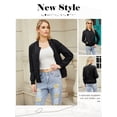 thumbnail image 6 of Nlife Women Contrast Color Stand Collar Zip Up Long Sleeve Bomber Jacket, 6 of 7